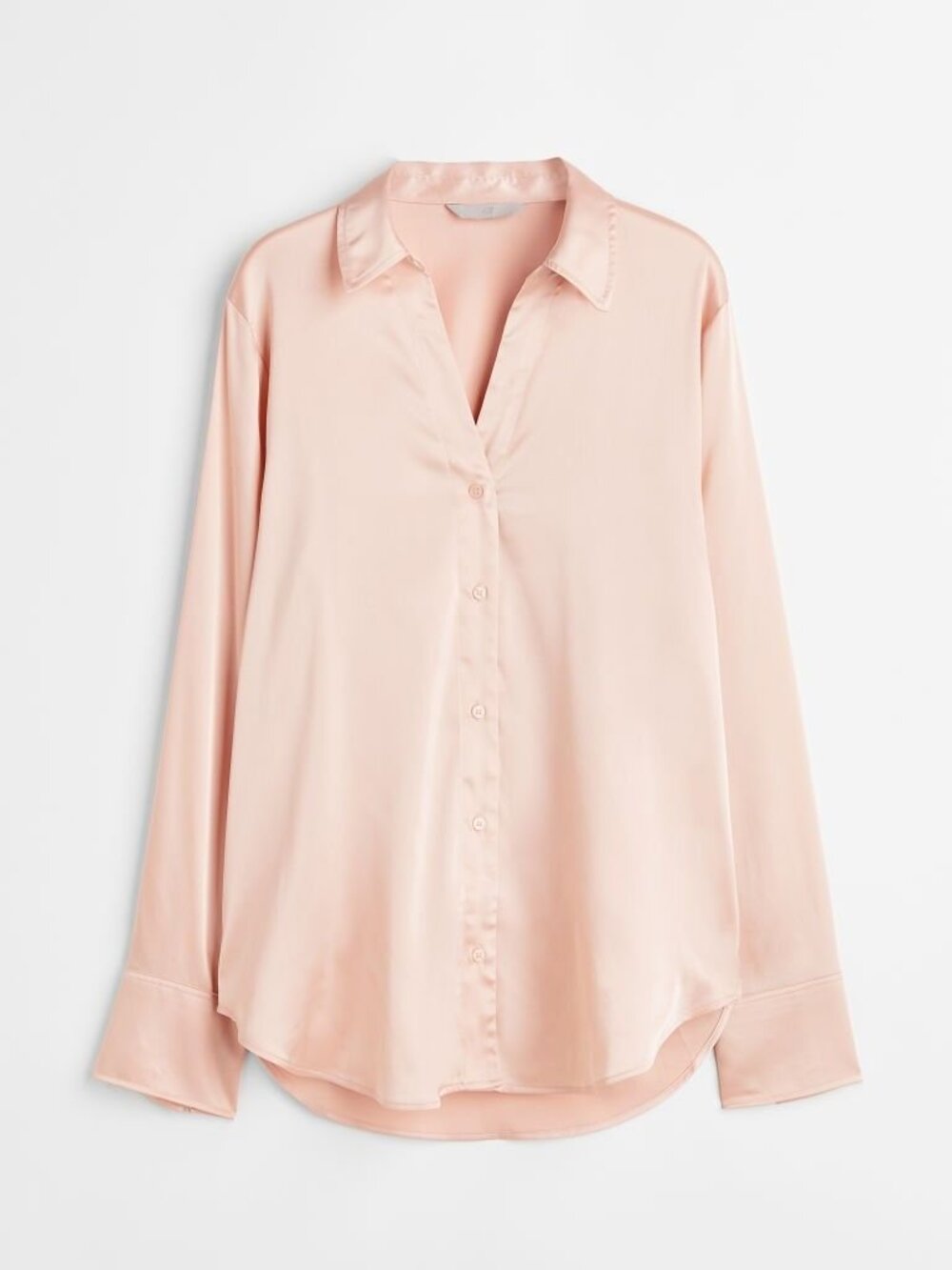 H&M I NWT Satin Button-Front Blouse, Blush Pink